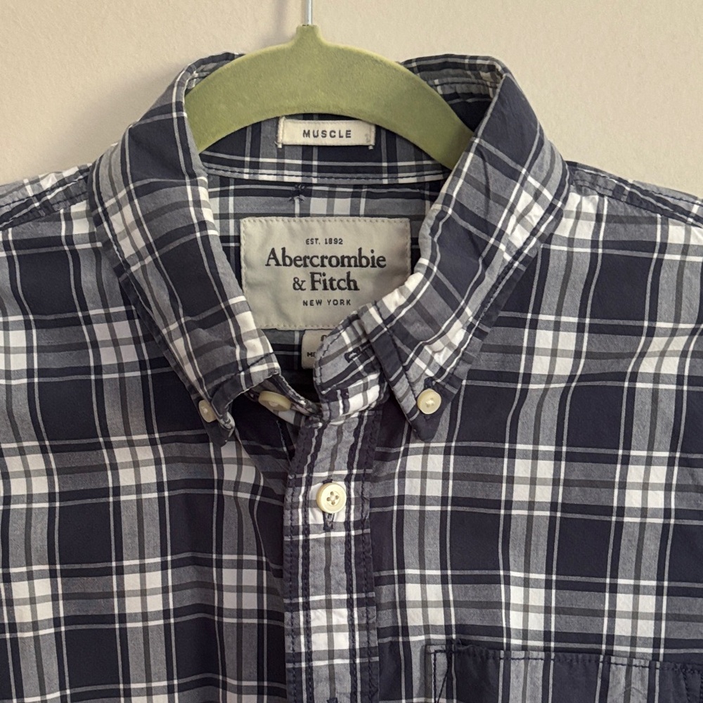 🛍️ Abercrombie & Fitch Dark Blue Checkered Men's Shirt
